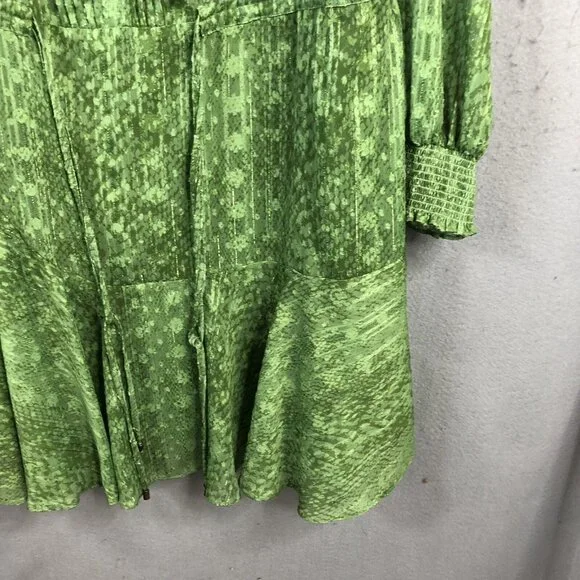 Alex Marie Dress Womens 14 Green Metallic Gold Pleats Shiny Event Occasion NEW - Picture 15 of 16